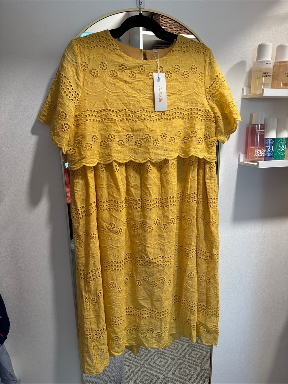 NWT Petallush Sunlit Yellow Eyelet Dress Large